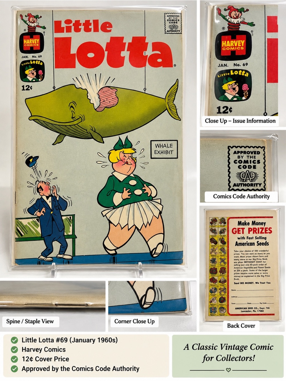 Vintage Little Lotta #69 Harvey Comics 12¢ Comic Book Collectib